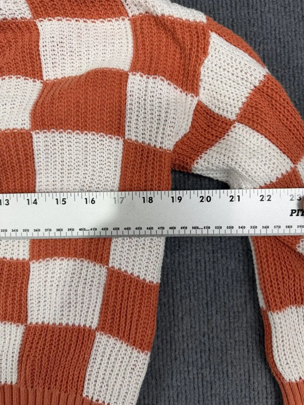 Old Navy Kids Orange & White Checkered Knit Button-Up Cardigan Size M (8)